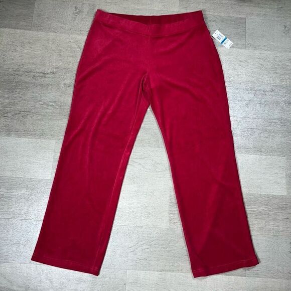 Style & Co. Sport, Red Velour Wide Leg Track Pants Elastic Waist Women’s X-Large - Picture 10 of 11